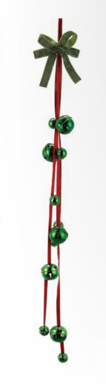Napco 3' x 4.75" Red and Green Jingle Bell with Star Cutouts Hanging Artificial Christmas Ornament
